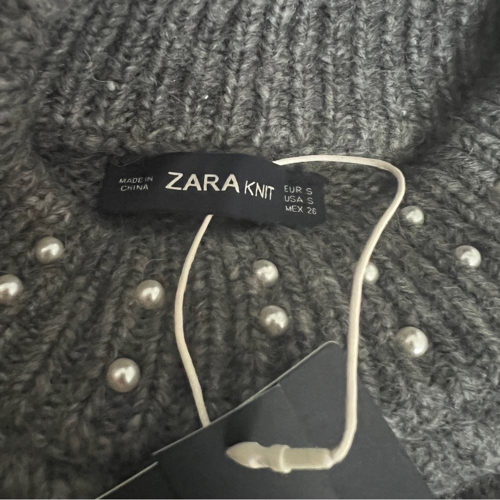 Zara Crop Pearl Sweater Small - Picture 5 of 7